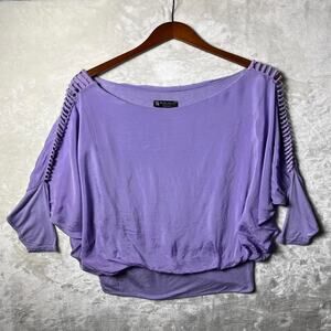 Bella Amore Italy Spring Silk Blouse Women's S Coquette Drapey Lavender Flow Top